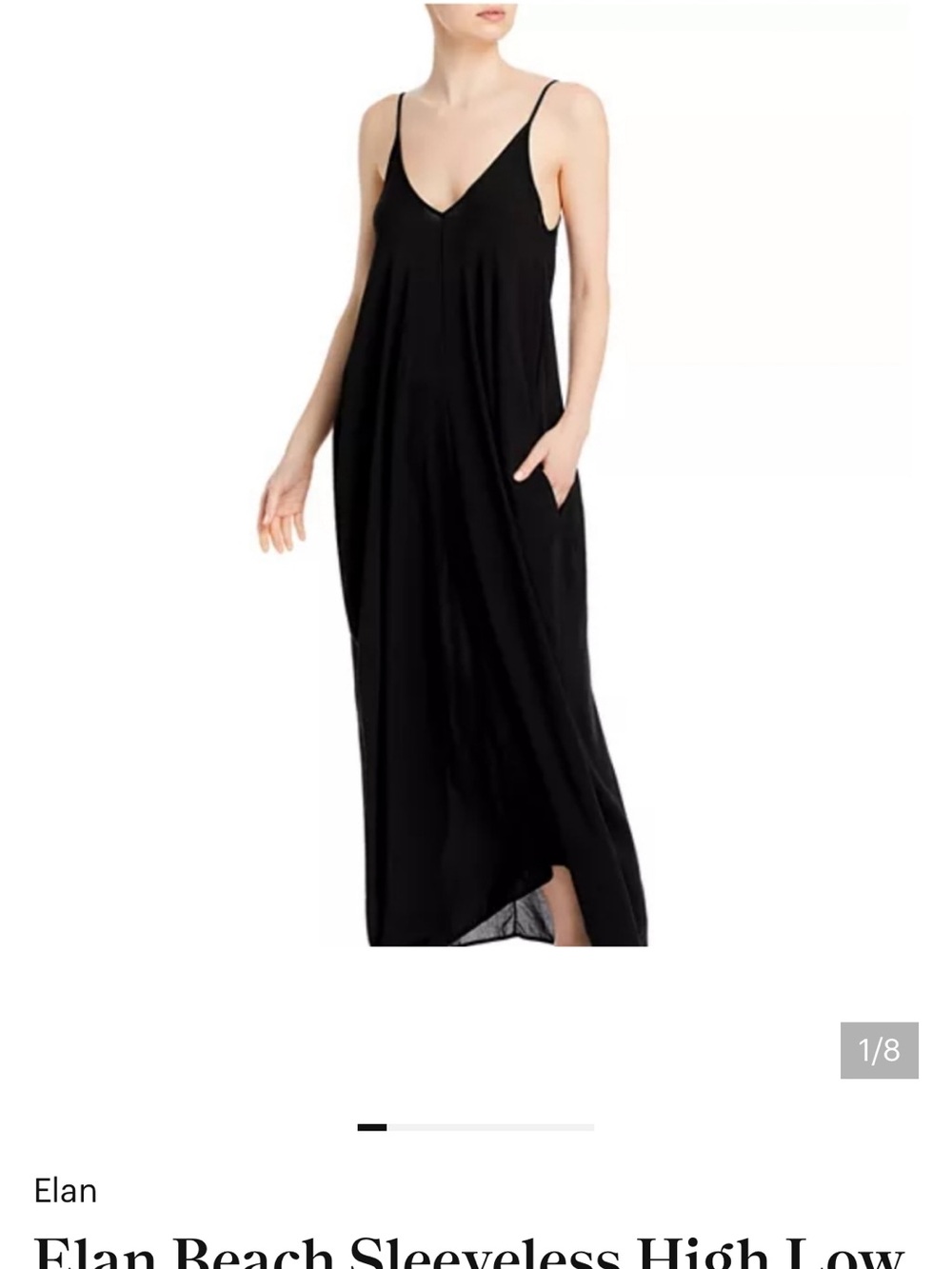 Elan Black Sleeveless V-Neck High-Low Maxi Dress with adjustable straps